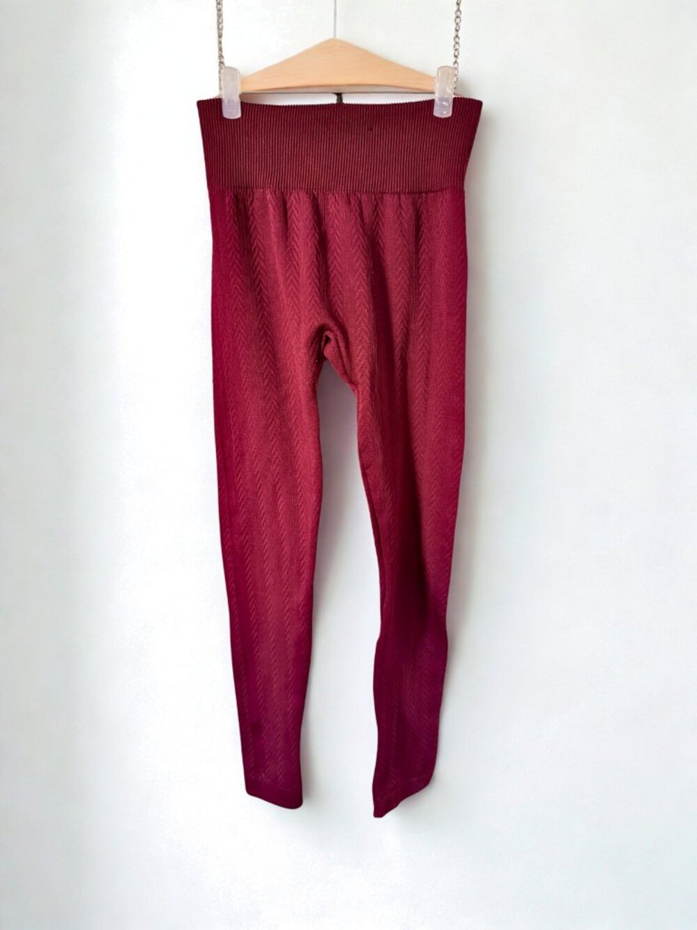 One5One Burgundy S/M Polyester Spandex Textured High Waist Leggings